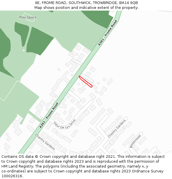 9E, FROME ROAD, SOUTHWICK, TROWBRIDGE, BA14 9QB: Location map and indicative extent of plot