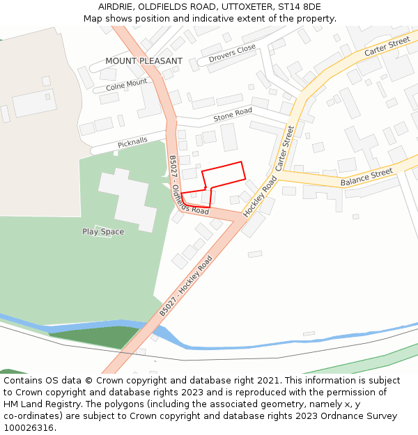 AIRDRIE, OLDFIELDS ROAD, UTTOXETER, ST14 8DE: Location map and indicative extent of plot