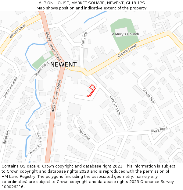 ALBION HOUSE, MARKET SQUARE, NEWENT, GL18 1PS: Location map and indicative extent of plot