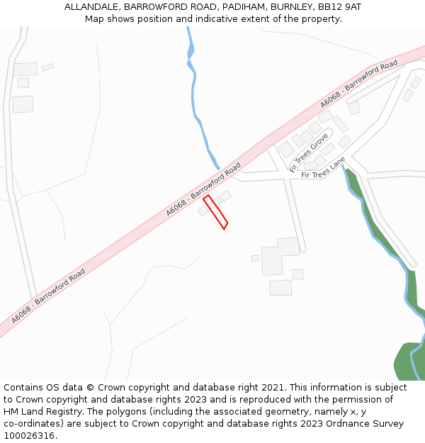 ALLANDALE, BARROWFORD ROAD, PADIHAM, BURNLEY, BB12 9AT: Location map and indicative extent of plot