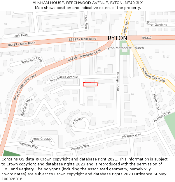 ALNHAM HOUSE, BEECHWOOD AVENUE, RYTON, NE40 3LX: Location map and indicative extent of plot