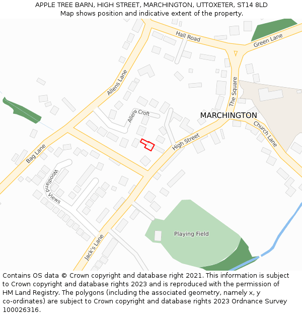 APPLE TREE BARN, HIGH STREET, MARCHINGTON, UTTOXETER, ST14 8LD: Location map and indicative extent of plot
