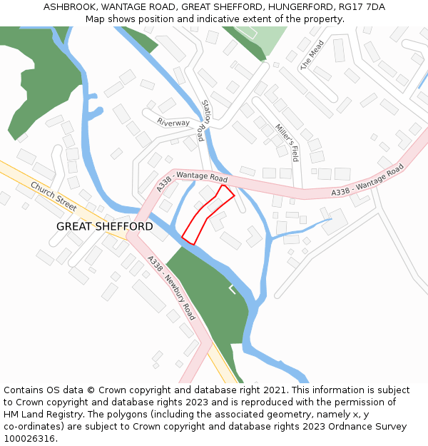 ASHBROOK, WANTAGE ROAD, GREAT SHEFFORD, HUNGERFORD, RG17 7DA: Location map and indicative extent of plot