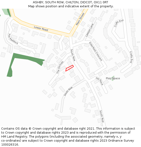 ASHBY, SOUTH ROW, CHILTON, DIDCOT, OX11 0RT: Location map and indicative extent of plot