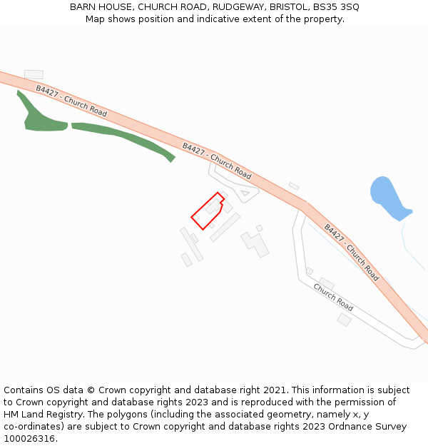 BARN HOUSE, CHURCH ROAD, RUDGEWAY, BRISTOL, BS35 3SQ: Location map and indicative extent of plot