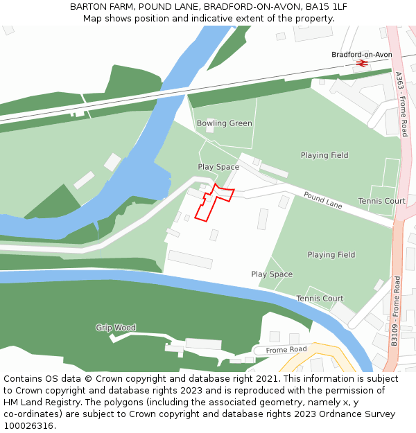 BARTON FARM, POUND LANE, BRADFORD-ON-AVON, BA15 1LF: Location map and indicative extent of plot