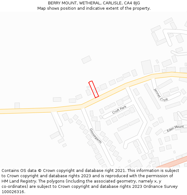 BERRY MOUNT, WETHERAL, CARLISLE, CA4 8JG: Location map and indicative extent of plot