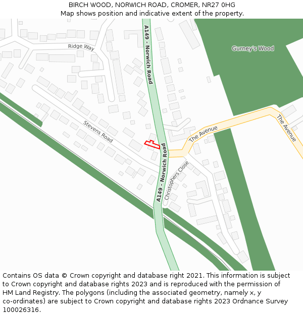 BIRCH WOOD, NORWICH ROAD, CROMER, NR27 0HG: Location map and indicative extent of plot