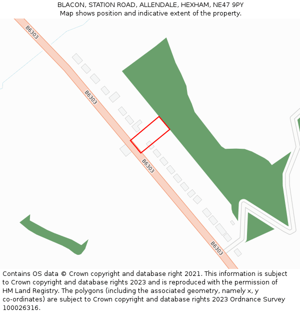 BLACON, STATION ROAD, ALLENDALE, HEXHAM, NE47 9PY: Location map and indicative extent of plot