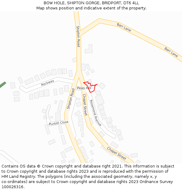 BOW HOLE, SHIPTON GORGE, BRIDPORT, DT6 4LL: Location map and indicative extent of plot