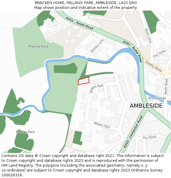 BRACKEN HOWE, MILLANS PARK, AMBLESIDE, LA22 9AG: Location map and indicative extent of plot