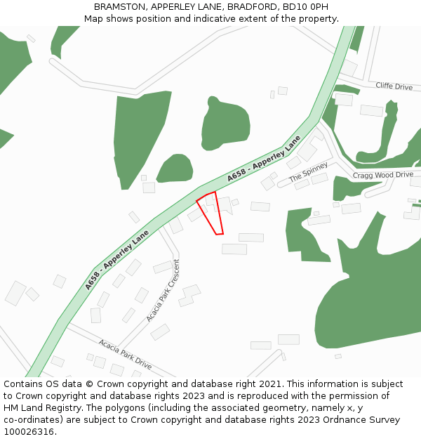 BRAMSTON, APPERLEY LANE, BRADFORD, BD10 0PH: Location map and indicative extent of plot