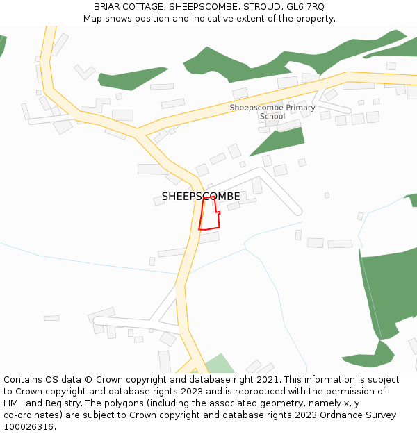 BRIAR COTTAGE, SHEEPSCOMBE, STROUD, GL6 7RQ: Location map and indicative extent of plot