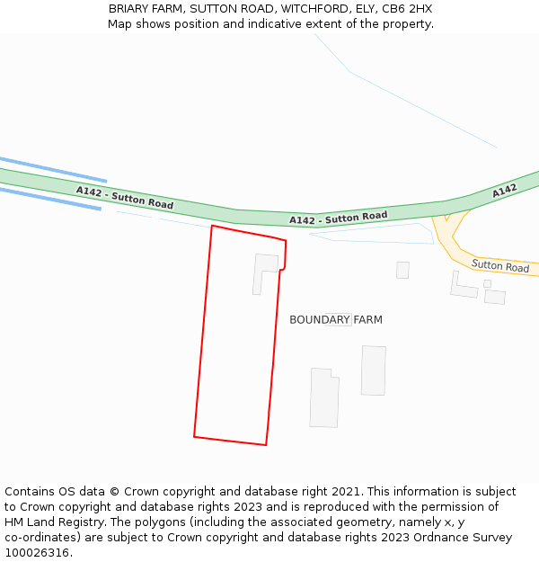 BRIARY FARM, SUTTON ROAD, WITCHFORD, ELY, CB6 2HX: Location map and indicative extent of plot