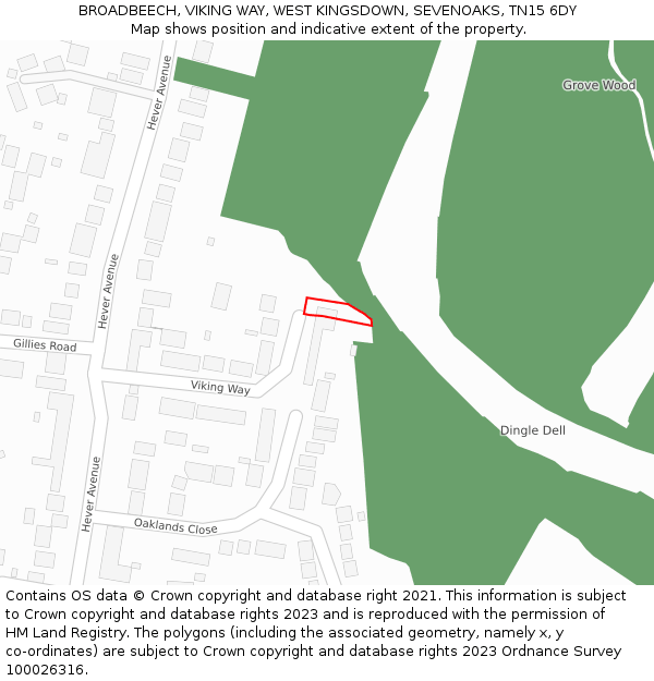 BROADBEECH, VIKING WAY, WEST KINGSDOWN, SEVENOAKS, TN15 6DY: Location map and indicative extent of plot