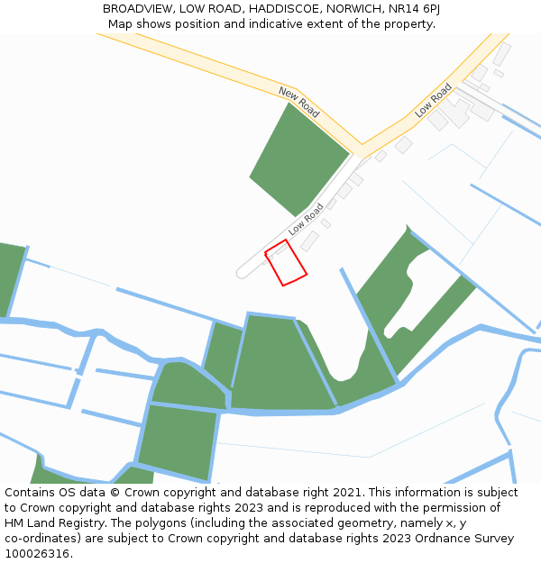 BROADVIEW, LOW ROAD, HADDISCOE, NORWICH, NR14 6PJ: Location map and indicative extent of plot