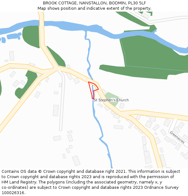 BROOK COTTAGE, NANSTALLON, BODMIN, PL30 5LF: Location map and indicative extent of plot