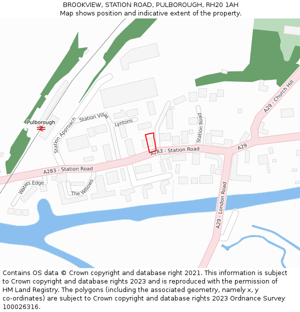 BROOKVIEW, STATION ROAD, PULBOROUGH, RH20 1AH: Location map and indicative extent of plot