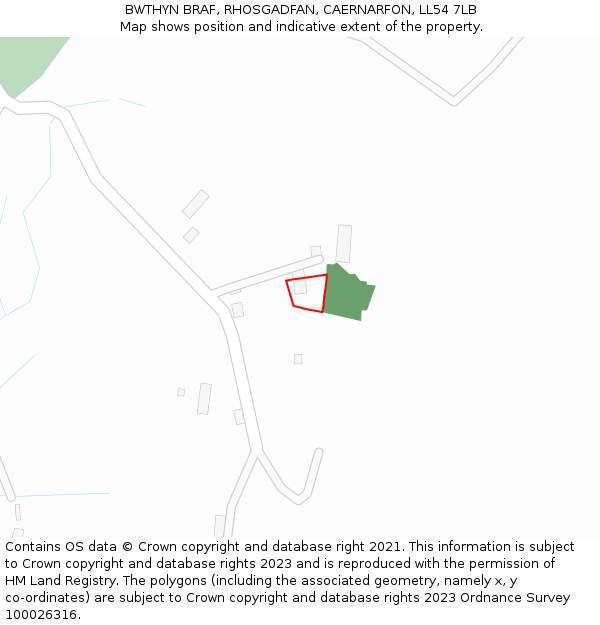 BWTHYN BRAF, RHOSGADFAN, CAERNARFON, LL54 7LB: Location map and indicative extent of plot