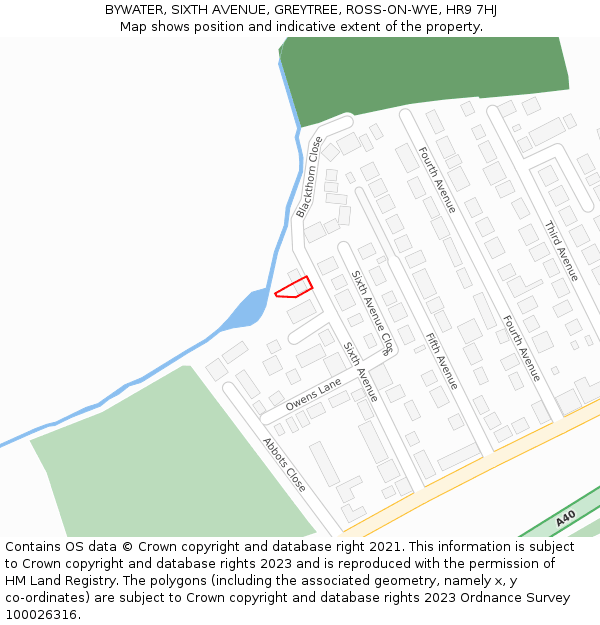 BYWATER, SIXTH AVENUE, GREYTREE, ROSS-ON-WYE, HR9 7HJ: Location map and indicative extent of plot