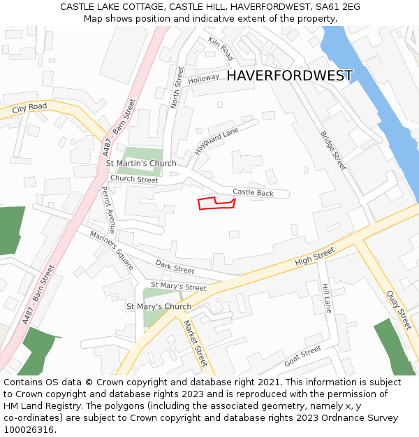 CASTLE LAKE COTTAGE, CASTLE HILL, HAVERFORDWEST, SA61 2EG: Location map and indicative extent of plot