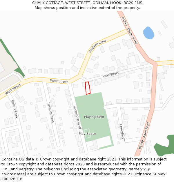 CHALK COTTAGE, WEST STREET, ODIHAM, HOOK, RG29 1NS: Location map and indicative extent of plot