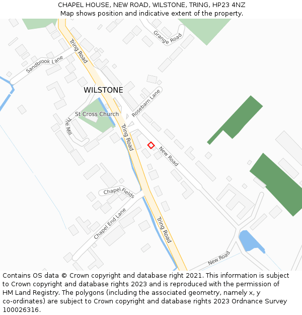 CHAPEL HOUSE, NEW ROAD, WILSTONE, TRING, HP23 4NZ: Location map and indicative extent of plot