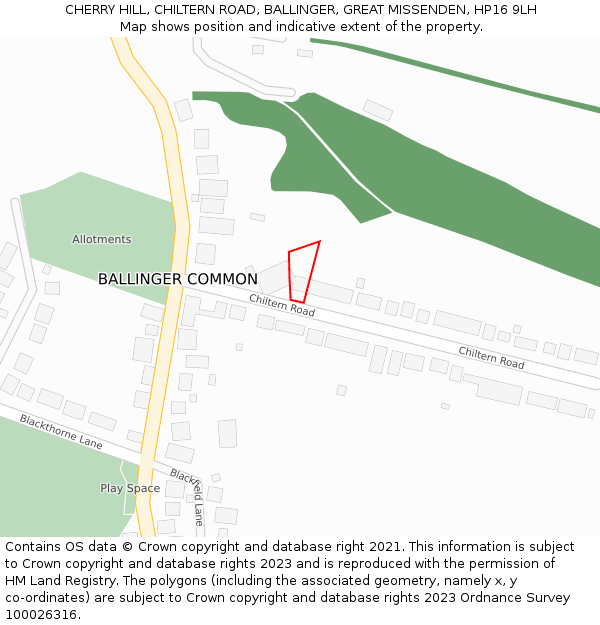 CHERRY HILL, CHILTERN ROAD, BALLINGER, GREAT MISSENDEN, HP16 9LH: Location map and indicative extent of plot