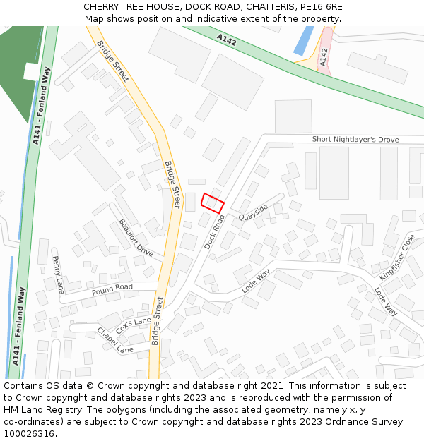 CHERRY TREE HOUSE, DOCK ROAD, CHATTERIS, PE16 6RE: Location map and indicative extent of plot