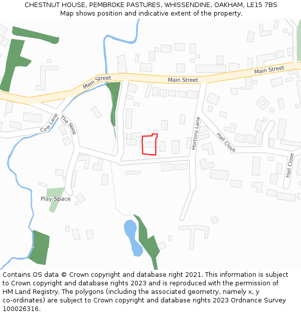 CHESTNUT HOUSE, PEMBROKE PASTURES, WHISSENDINE, OAKHAM, LE15 7BS: Location map and indicative extent of plot