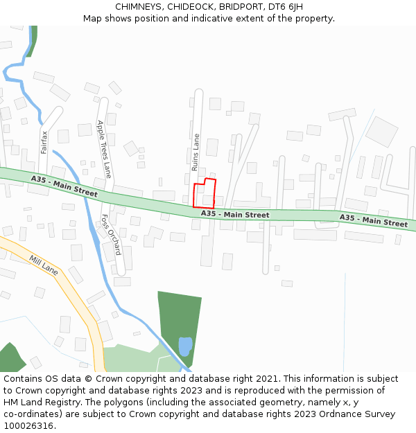 CHIMNEYS, CHIDEOCK, BRIDPORT, DT6 6JH: Location map and indicative extent of plot