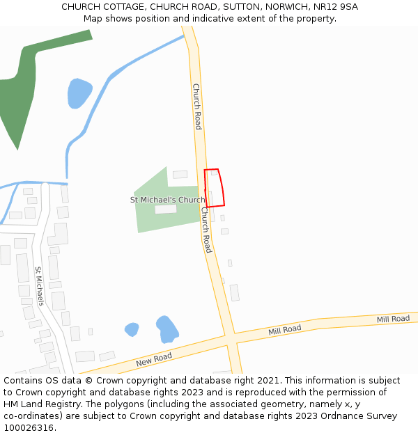 CHURCH COTTAGE, CHURCH ROAD, SUTTON, NORWICH, NR12 9SA: Location map and indicative extent of plot
