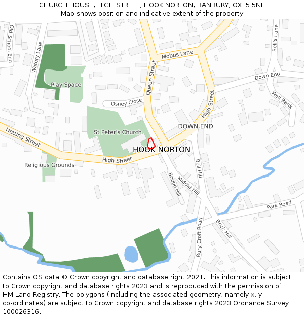 CHURCH HOUSE, HIGH STREET, HOOK NORTON, BANBURY, OX15 5NH: Location map and indicative extent of plot