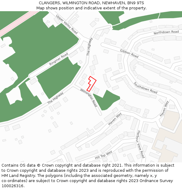 CLANGERS, WILMINGTON ROAD, NEWHAVEN, BN9 9TS: Location map and indicative extent of plot