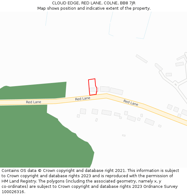 CLOUD EDGE, RED LANE, COLNE, BB8 7JR: Location map and indicative extent of plot