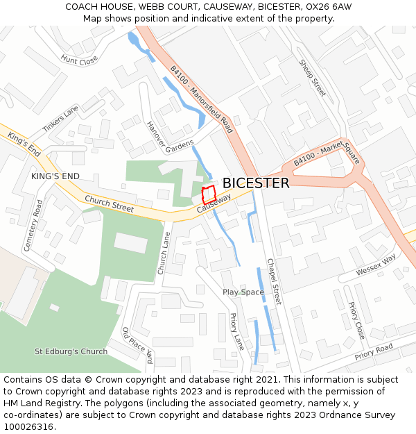 COACH HOUSE, WEBB COURT, CAUSEWAY, BICESTER, OX26 6AW: Location map and indicative extent of plot