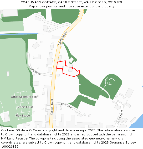 COACHMANS COTTAGE, CASTLE STREET, WALLINGFORD, OX10 8DL: Location map and indicative extent of plot