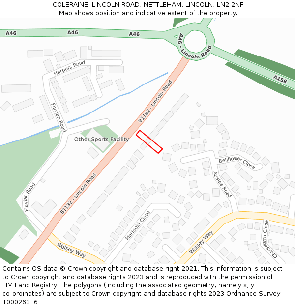 COLERAINE, LINCOLN ROAD, NETTLEHAM, LINCOLN, LN2 2NF: Location map and indicative extent of plot