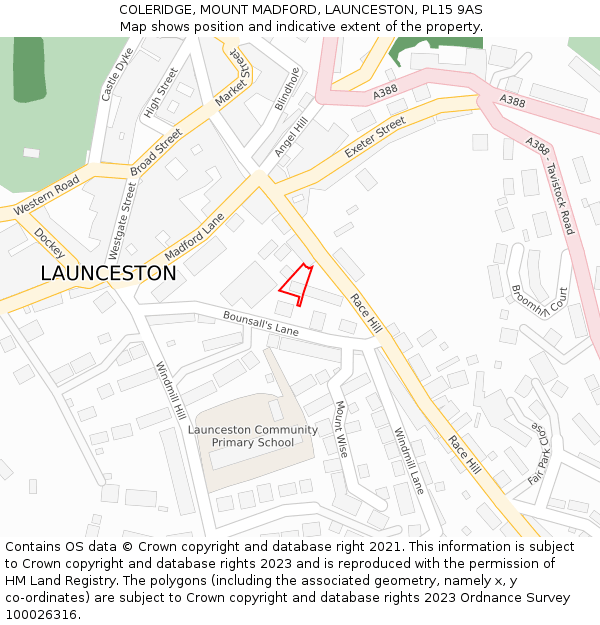 COLERIDGE, MOUNT MADFORD, LAUNCESTON, PL15 9AS: Location map and indicative extent of plot