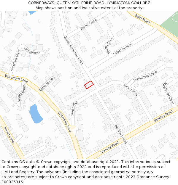 CORNERWAYS, QUEEN KATHERINE ROAD, LYMINGTON, SO41 3RZ: Location map and indicative extent of plot