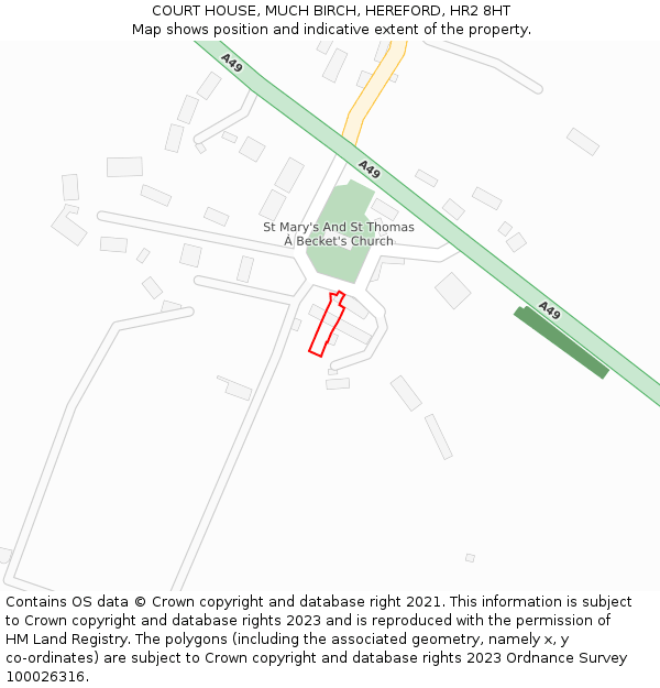 COURT HOUSE, MUCH BIRCH, HEREFORD, HR2 8HT: Location map and indicative extent of plot