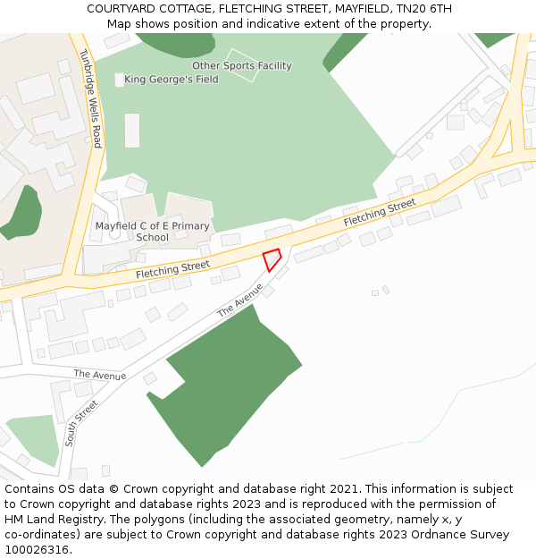 COURTYARD COTTAGE, FLETCHING STREET, MAYFIELD, TN20 6TH: Location map and indicative extent of plot