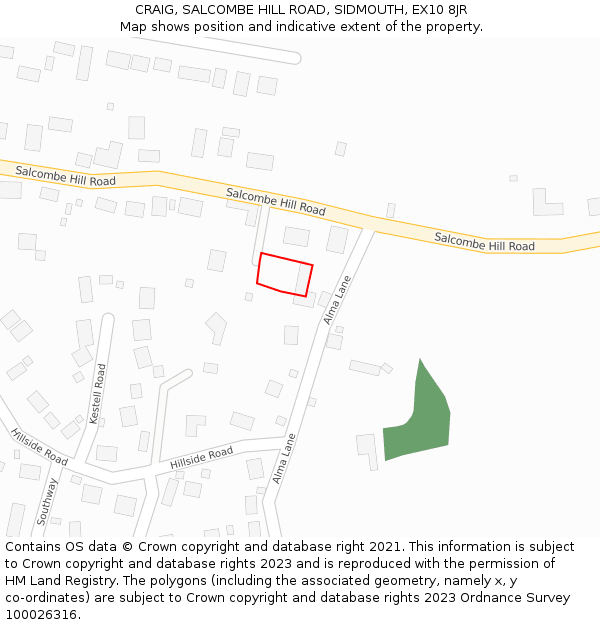 CRAIG, SALCOMBE HILL ROAD, SIDMOUTH, EX10 8JR: Location map and indicative extent of plot