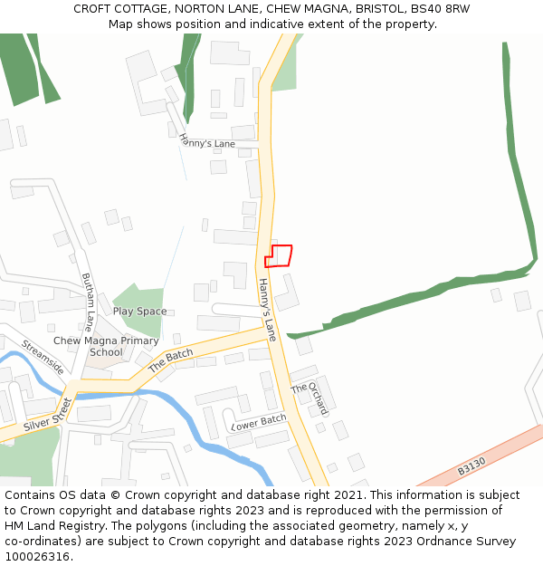 CROFT COTTAGE, NORTON LANE, CHEW MAGNA, BRISTOL, BS40 8RW: Location map and indicative extent of plot