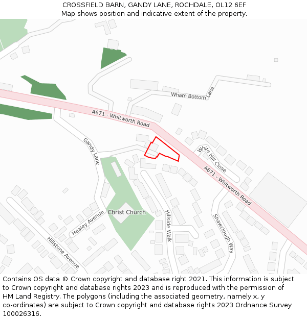 CROSSFIELD BARN, GANDY LANE, ROCHDALE, OL12 6EF: Location map and indicative extent of plot