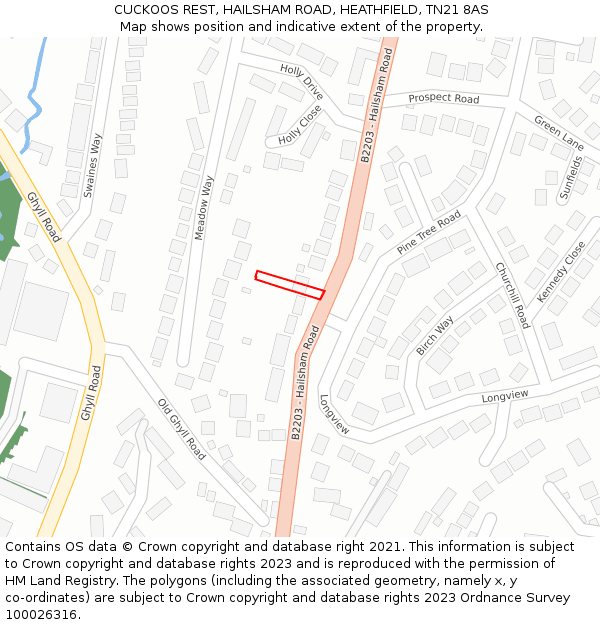 CUCKOOS REST, HAILSHAM ROAD, HEATHFIELD, TN21 8AS: Location map and indicative extent of plot