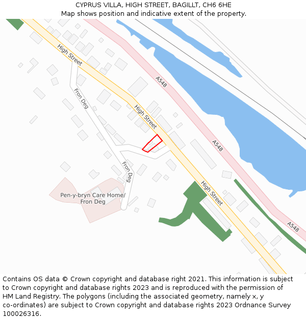 CYPRUS VILLA, HIGH STREET, BAGILLT, CH6 6HE: Location map and indicative extent of plot