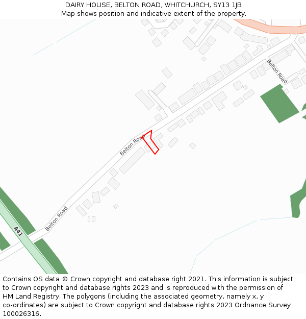 DAIRY HOUSE, BELTON ROAD, WHITCHURCH, SY13 1JB: Location map and indicative extent of plot