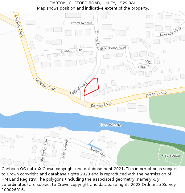 DARTON, CLIFFORD ROAD, ILKLEY, LS29 0AL: Location map and indicative extent of plot