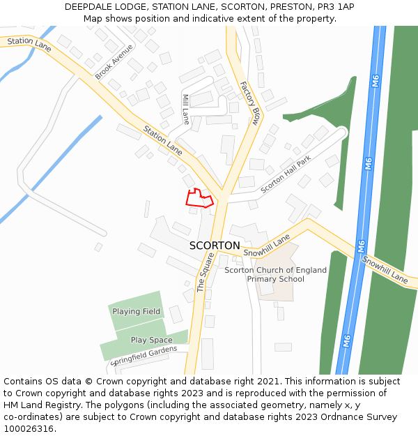 DEEPDALE LODGE, STATION LANE, SCORTON, PRESTON, PR3 1AP: Location map and indicative extent of plot